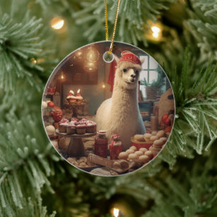 Llama Merry Christmas Ornament, Pet Lover Gift Keramisch Ornament