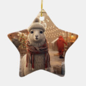 Llama Merry Christmas Ornament, Pet Lover Gift Keramisch Ornament (Voorkant)