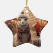 Llama Merry Christmas Ornament, Pet Lover Gift Keramisch Ornament (Achterkant)