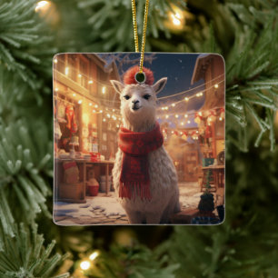 Llama Merry Christmas Ornament, Pet Lover Gift Keramisch Ornament