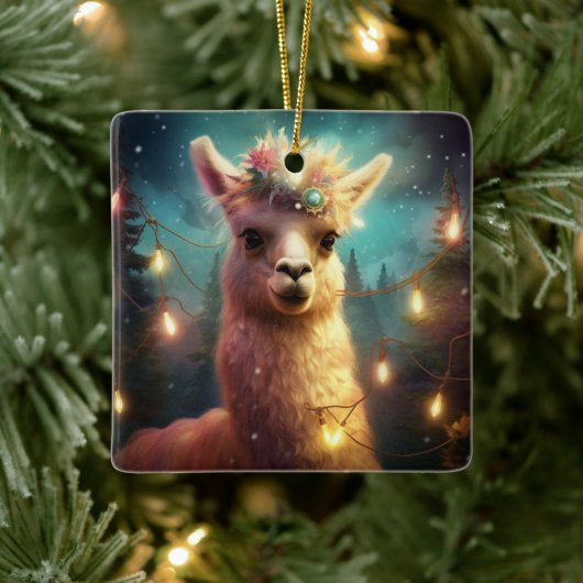 Llama Merry Christmas Ornament, Pet Lover Gift Keramisch Ornament (Boom)
