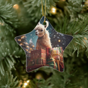 Llama Merry Christmas Ornament, Pet Lover Gift Keramisch Ornament
