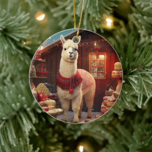 Llama Merry Christmas Ornament, Pet Lover Gift Keramisch Ornament