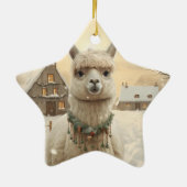 Llama Merry Christmas Ornament, Pet Lover Gift Keramisch Ornament (Achterkant)