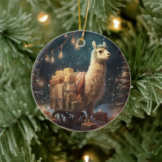 Llama Merry Christmas Ornament, Pet Lover Gift Keramisch Ornament (Boom)