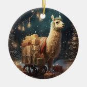 Llama Merry Christmas Ornament, Pet Lover Gift Keramisch Ornament (Voorkant)