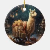 Llama Merry Christmas Ornament, Pet Lover Gift Keramisch Ornament (Achterkant)