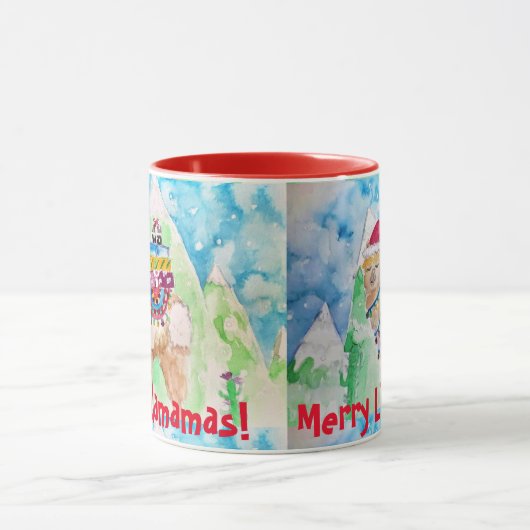 Llama Merry Llamamas Blue Red Mok (Midden)