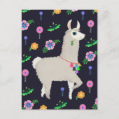 Llama met bloemen briefkaart (Voorkant)