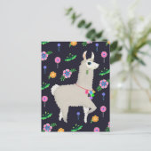 Llama met bloemen briefkaart (Staand voorkant)