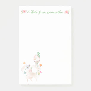  Llama met bloemen en groen lintje Post-it® Notes