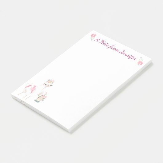 Llama met bloemen en lantaarn Post-it® Notes (Schuin)
