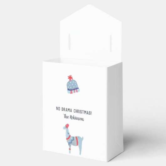 Llama met de thema Ugly Sweater Kerstparty Bedankdoosjes (Geopend)