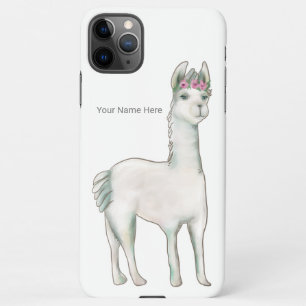 Llama met drie mini-roze rozen kroontiara iPhone 11Pro max hoesje