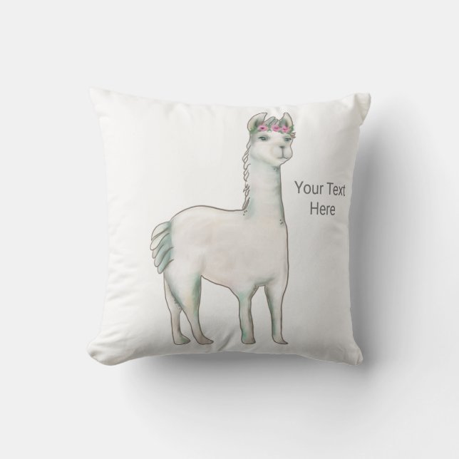Llama met drie mini roze rozen kroontiara. kussen (Voorkant)