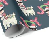 Llama met een kerstkop en een zonnebril cadeaupapier (Rol Hoek)