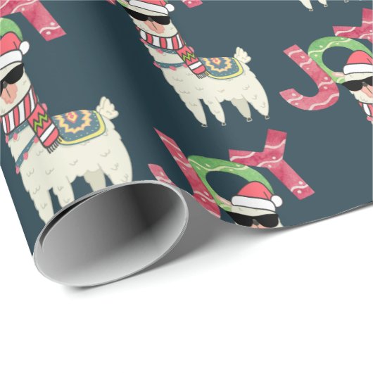 Llama met een kerstkop en een zonnebril cadeaupapier (Rol Hoek)