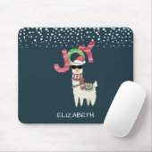 Llama met een kerstkop en een zonnebril muismat (Met muis)