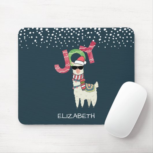 Llama met een kerstkop en een zonnebril muismat (Met muis)