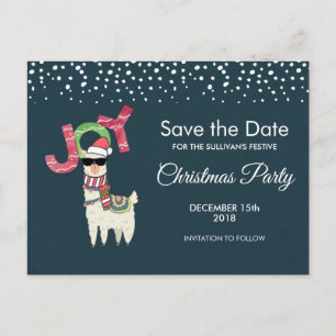 Llama met een kerstmuts Bewaar de datum Briefkaart