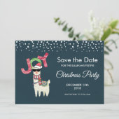Llama met een kerstmuts Kerstkaart uitnodiging (Staand voorkant)
