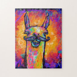 Llama met een Mustache - Art Puzzle 11x14 Legpuzzel