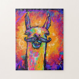 Llama met een Mustache - Art Puzzle 11x14 Legpuzzel