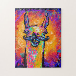Llama met een Mustache - Art Puzzle 11x14 Legpuzzel