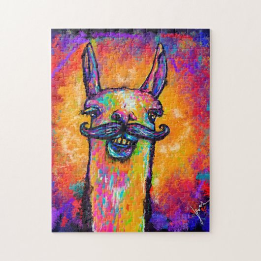 Llama met een Mustache - Art Puzzle 11x14 Legpuzzel (Verticaal)