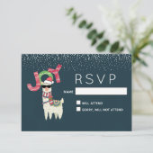 Llama met een Santa Hat en een zonnebril RSVP (Staand voorkant)