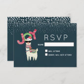 Llama met een Santa Hat en een zonnebril RSVP (Voorkant / Achterkant)