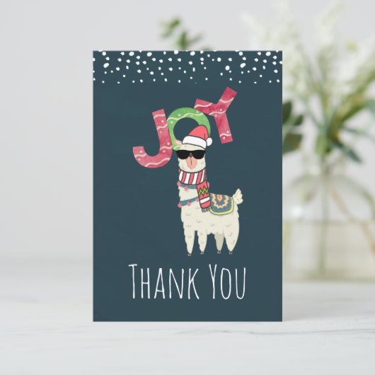 Llama met een Santa Hat en zonnebril Bedankt (Staand voorkant)