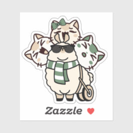 Llama met geïmproviseerde looprek en katvrienden sticker