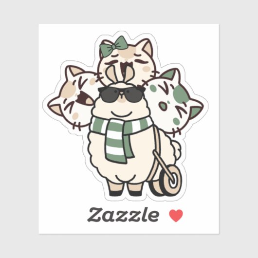 Llama met geïmproviseerde looprek en katvrienden sticker (Vel)