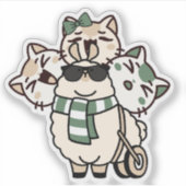 Llama met geïmproviseerde looprek en katvrienden sticker (Voorkant)