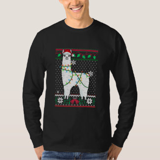 Llama met kerstlammetjes met een lelijke kerstkeuk t-shirt