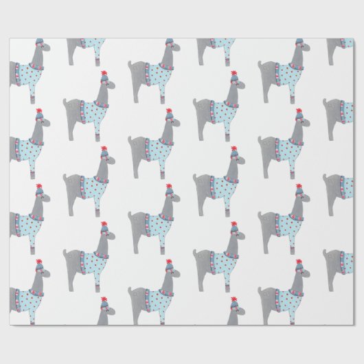 Llama met kerstmis cadeaupapier (Vlak)