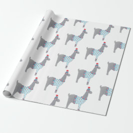 Llama met kerstmis cadeaupapier