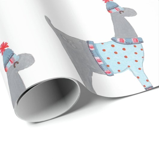 Llama met kerstmis cadeaupapier (Rol Hoek)