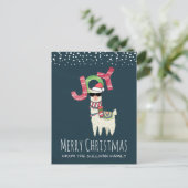 Llama met kerstmis en een zonnebril briefkaart (Staand voorkant)