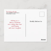 Llama met kerstmis en een zonnebril briefkaart (Achterkant)