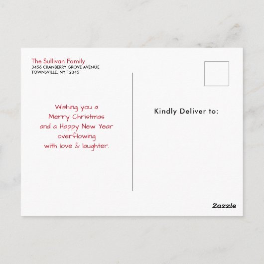 Llama met kerstmis en een zonnebril briefkaart (Achterkant)