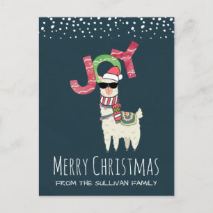 Llama met kerstmis en een zonnebril briefkaart