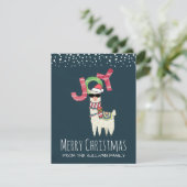 Llama met kerstmis en een zonnebril feestdagenkaart (Staand voorkant)