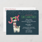 Llama met kerstmuts uitnodigen voor kerstfeest briefkaart (Voorkant / Achterkant)