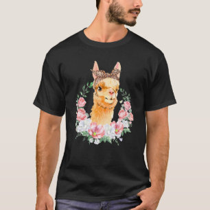 Llama met luipaard hoofdband Boho-ventilator T-shirt