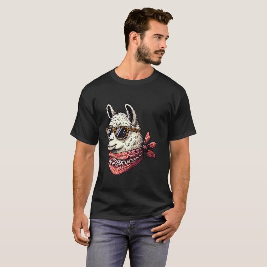 Llama met luipaardsjaal met zonnebril t-shirt (Voorkant volledig)