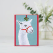 Llama met Mistletoe-kerstfeestkaart Briefkaart (Staand voorkant)