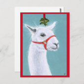 Llama met Mistletoe-kerstfeestkaart Briefkaart (Voorkant / Achterkant)