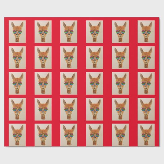 LLAMA MET RAINBOW SUNGLASSEN BIRTHDAY CADEAUPAPIER (Vlak)